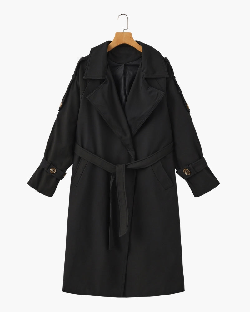 Trench-Coat Revers Larges Ceinture Amovible pour Femme