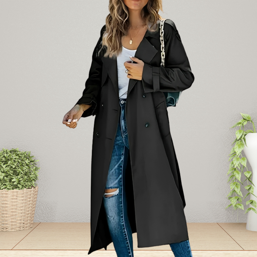 Trench-Coat Mi-Saison Col Rabattu pour Femme