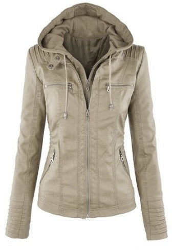 Veste en Similicuir à Capuche Texturée pour Femme