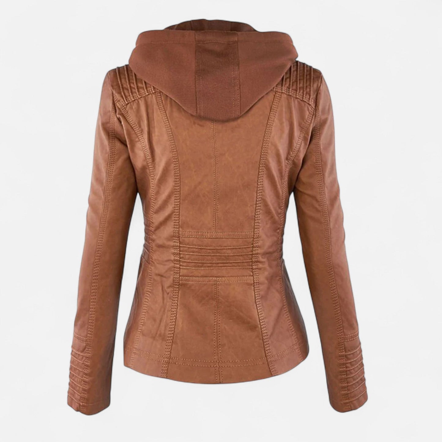 Veste en Cuir Pleine Fleur Coupe Ajustée pour Femme