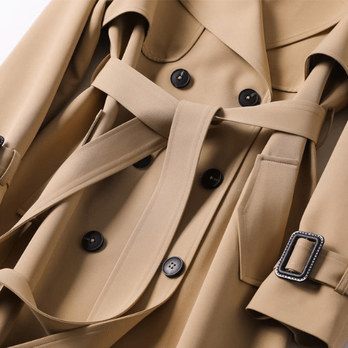 Trench-Coat Taille Cintrée Pattes d'Épaule pour Femme
