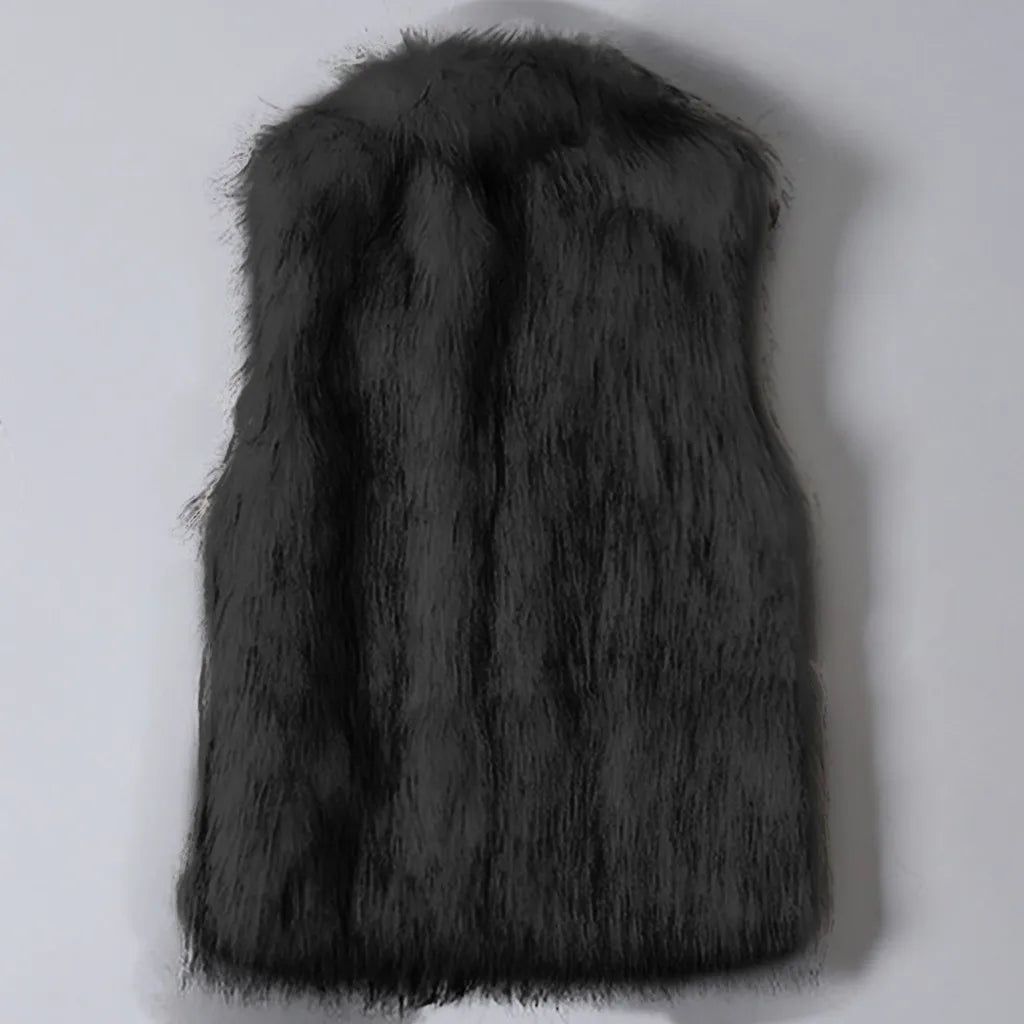 Gilet en Fausse Fourrure Doublé Coton pour Femme