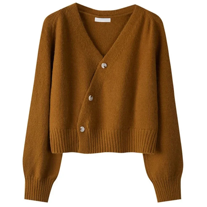 Cardigan Court Fermeture Croisée Asymétrique pour Femme