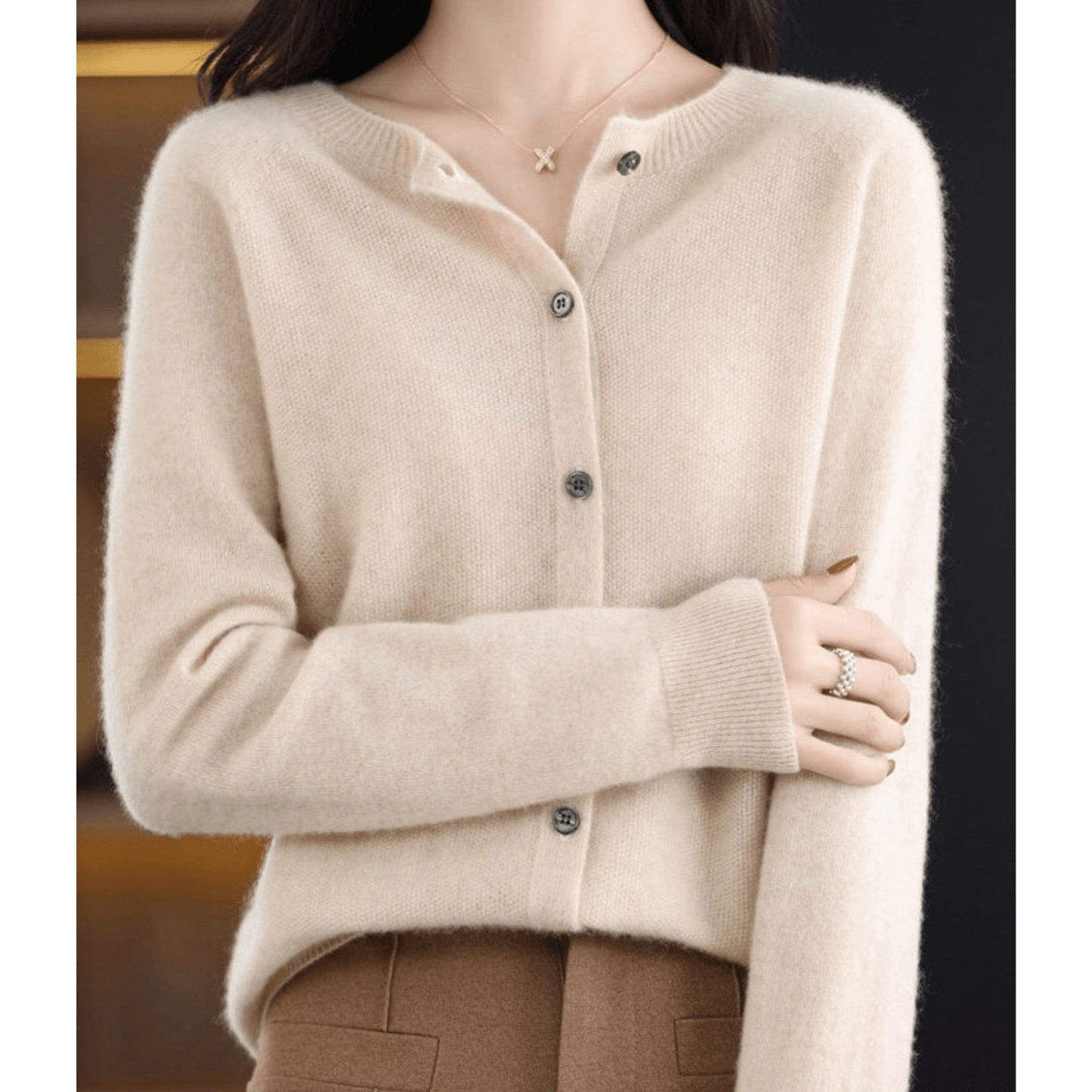 Cardigan Col en V Boutonné pour Femme