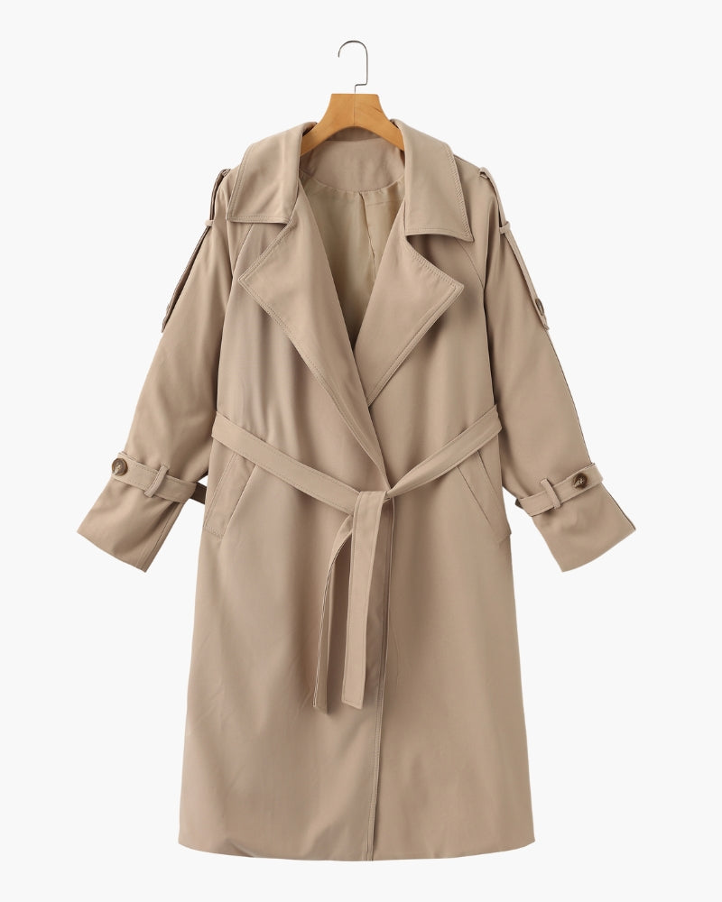 Trench-Coat Revers Larges Ceinture Amovible pour Femme