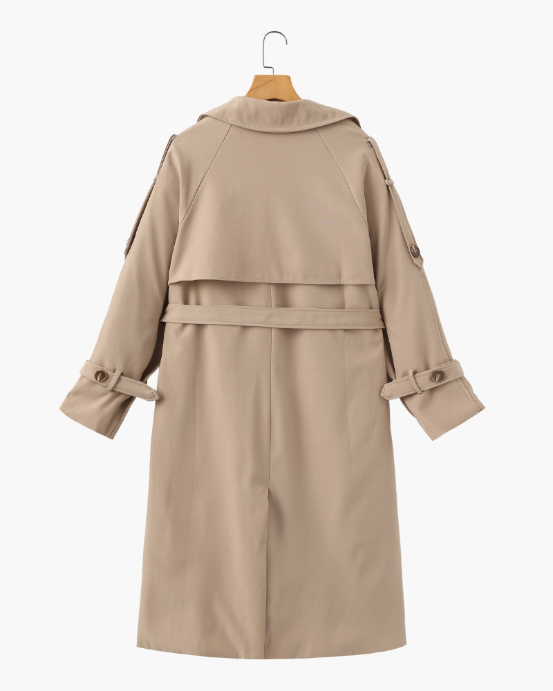 Trench-Coat Revers Larges Ceinture Amovible pour Femme
