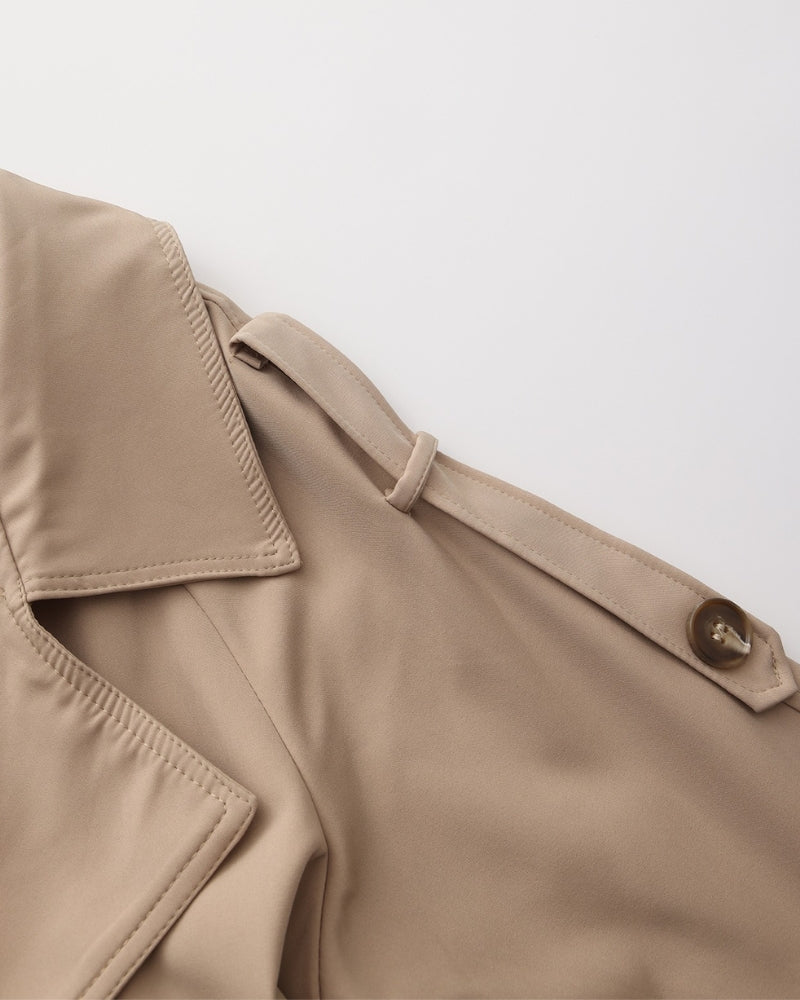 Trench-Coat Revers Larges Ceinture Amovible pour Femme