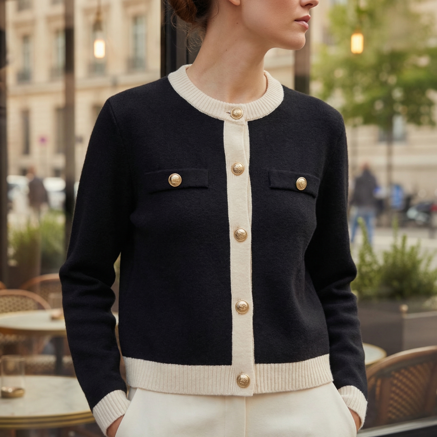 Pull Boutonné Manches Longues pour Femme