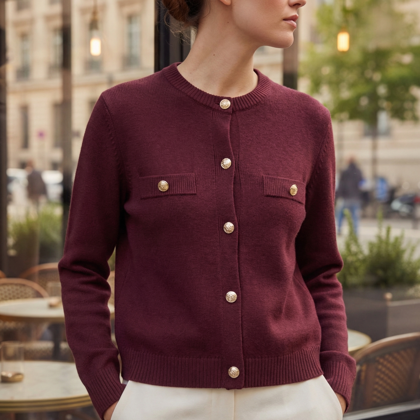 Pull Boutonné Manches Longues pour Femme
