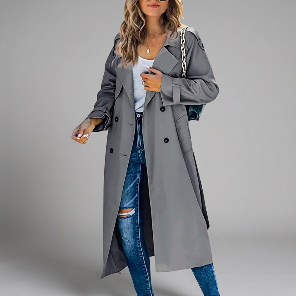 Trench-Coat Boutonnage Classique Coupe Cintrée pour Femme
