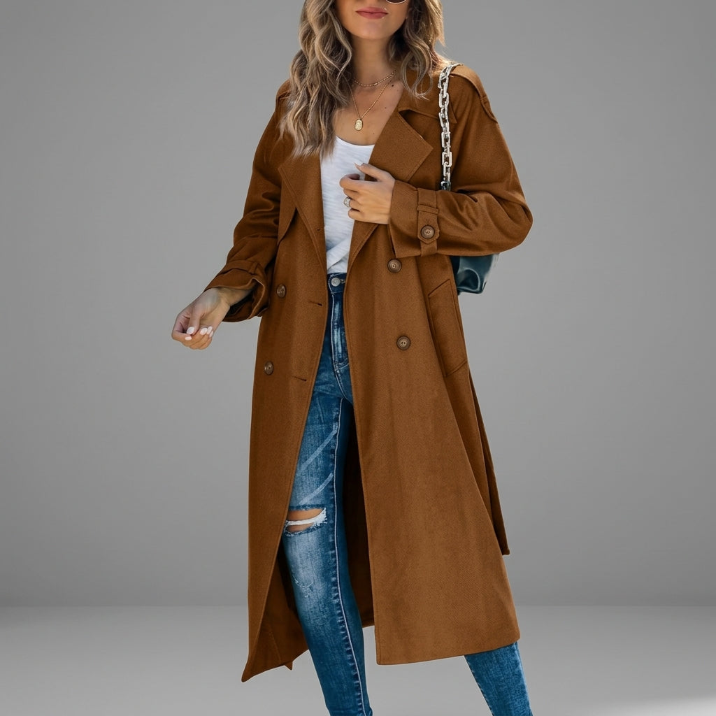 Trench-Coat Boutonnage Classique Coupe Cintrée pour Femme