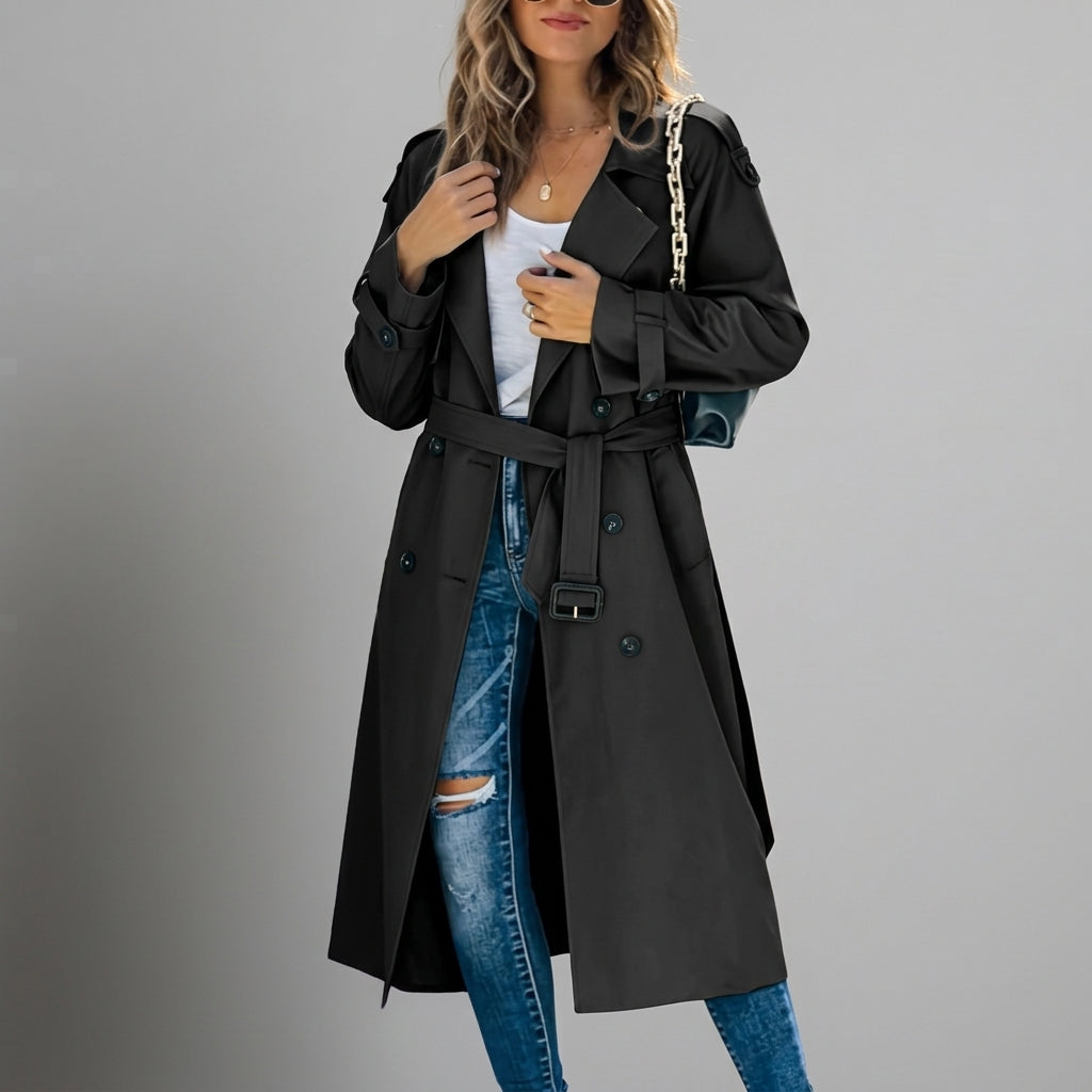 Trench-Coat Boutonnage Classique Coupe Cintrée pour Femme