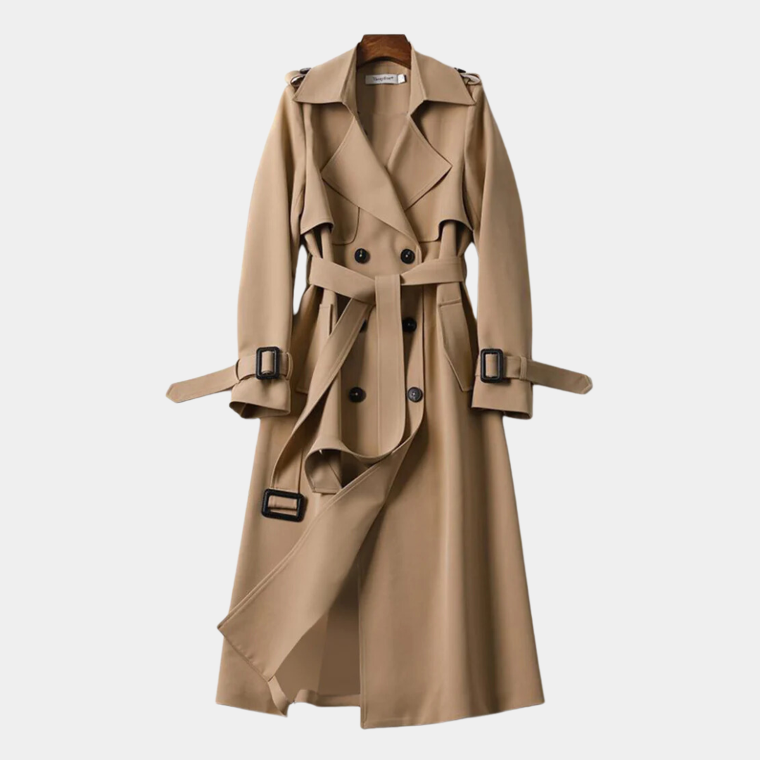 Trench-Coat Long Matériaux Premium pour Femme