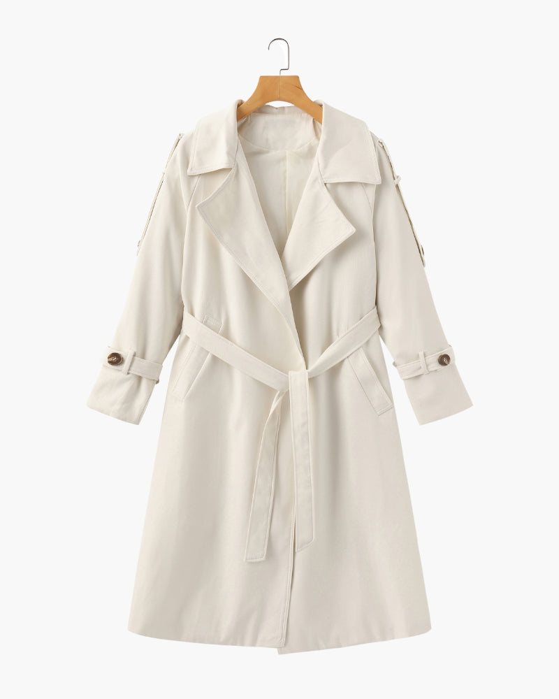 Trench-Coat Revers Larges Ceinture Amovible pour Femme