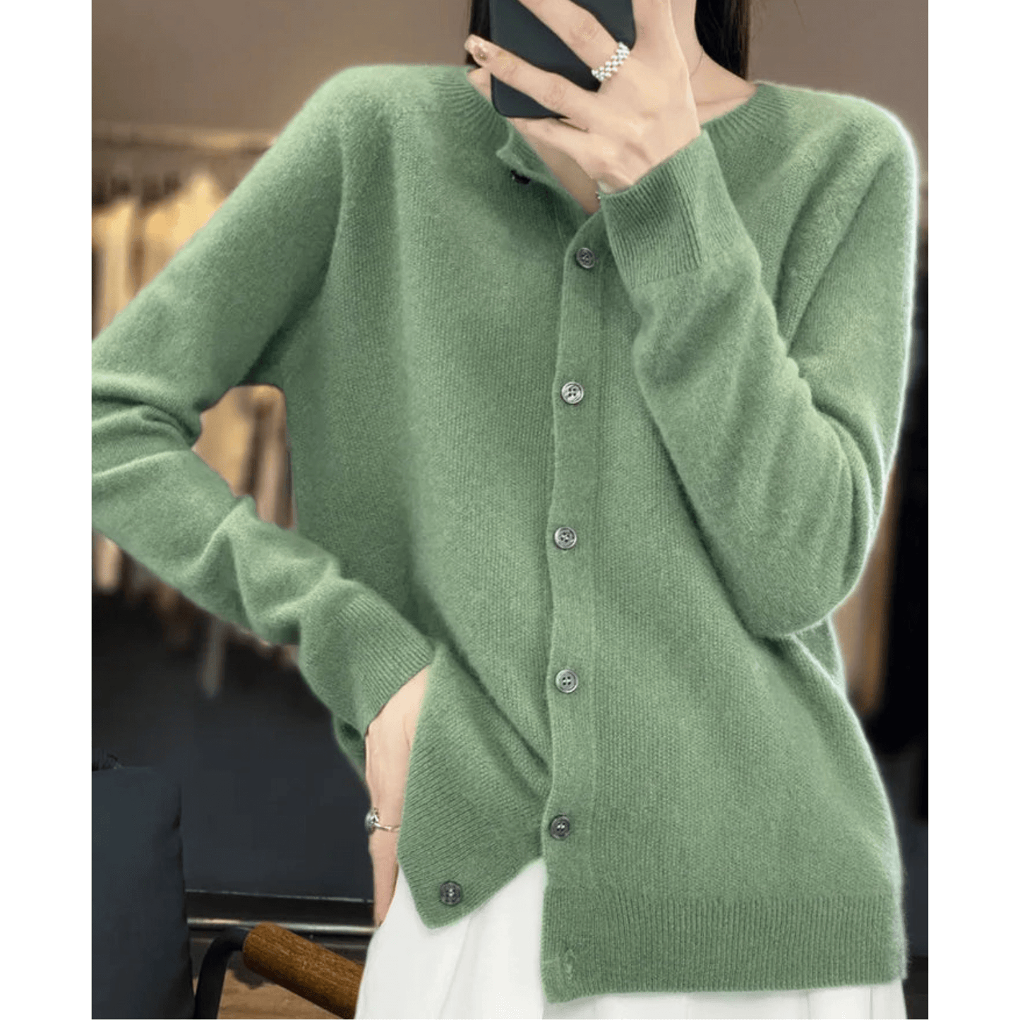 Cardigan Col en V Boutonné pour Femme