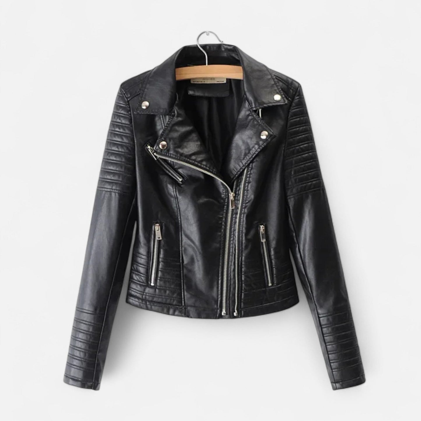 Veste en Cuir Véritable Design Biker pour Femme
