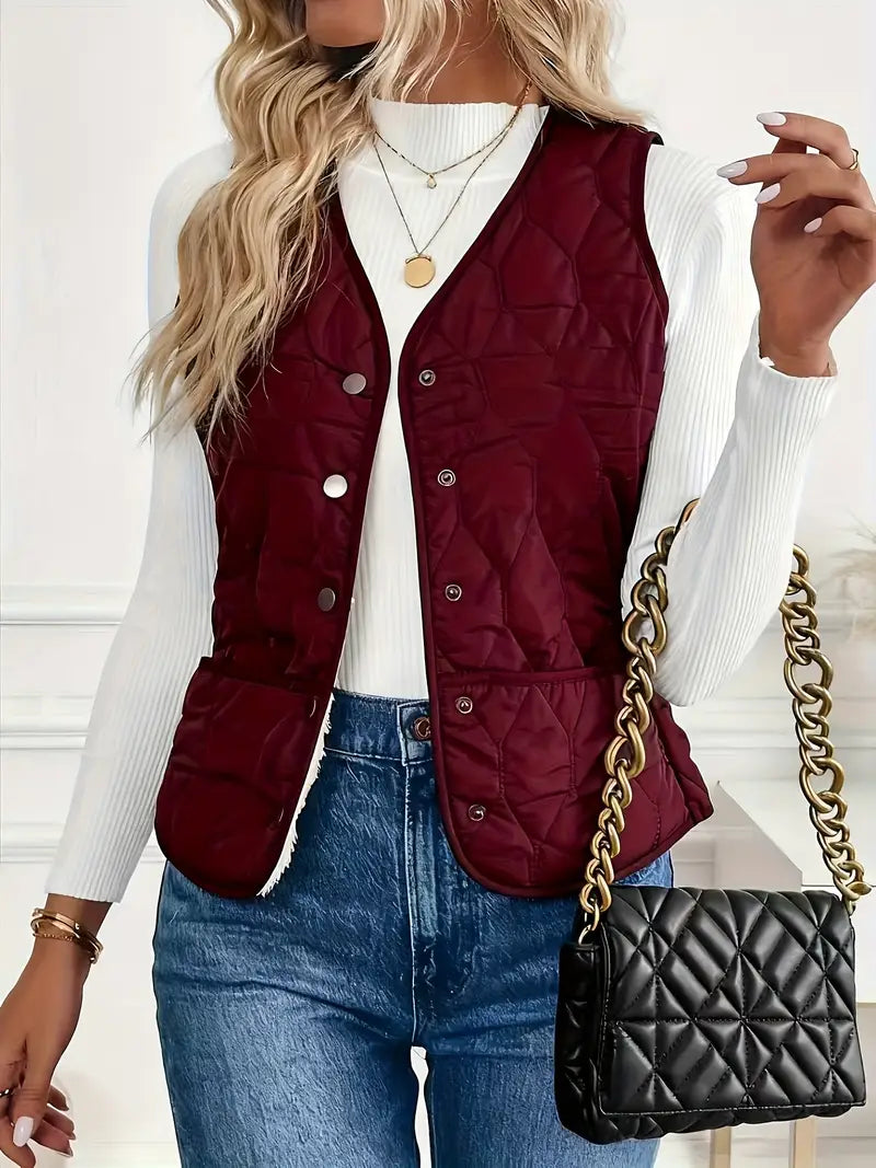 Gilet Matelassé Losange Doublure Sherpa pour Femme