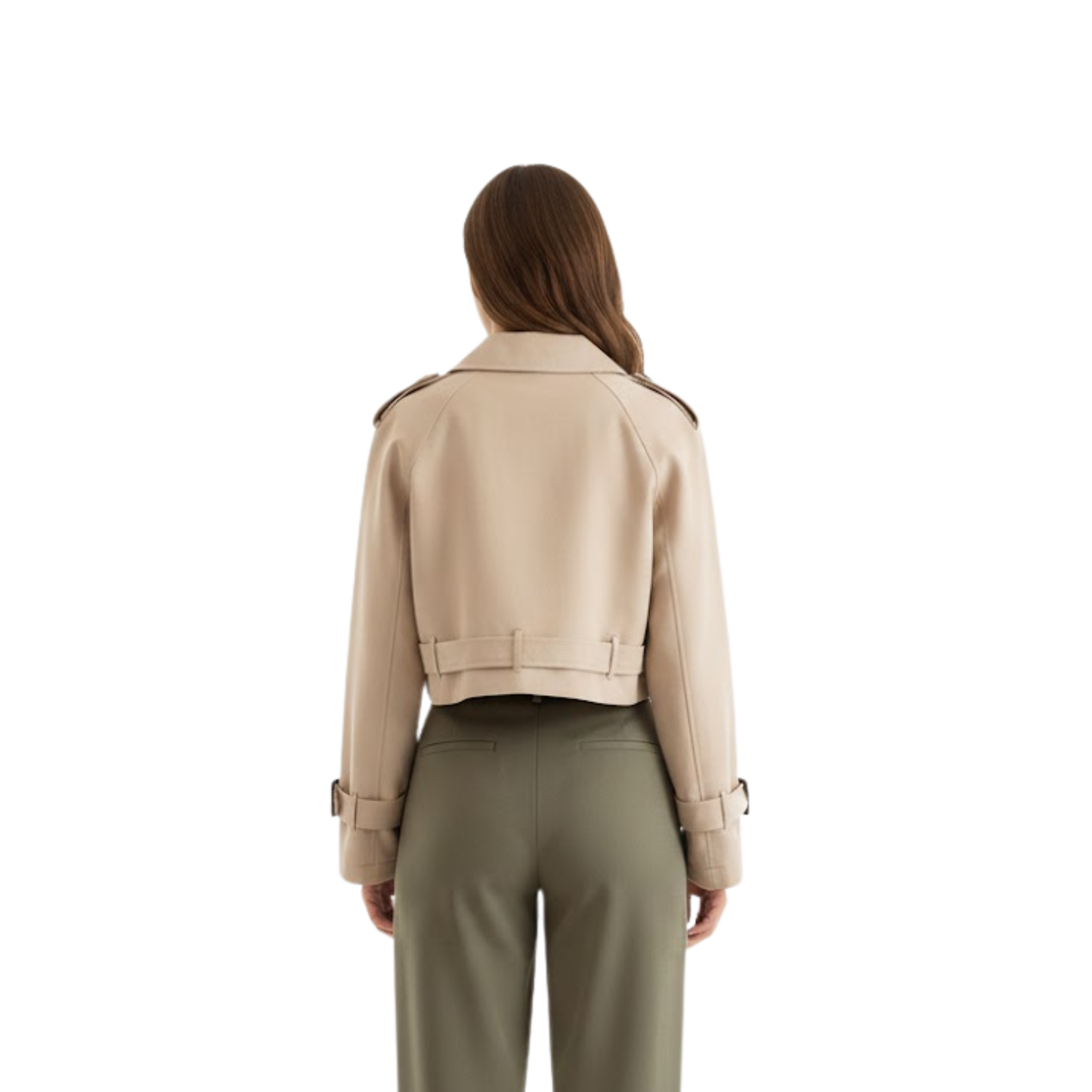Trench Court Double Boutonnage Ceinture Ajustable pour Femme