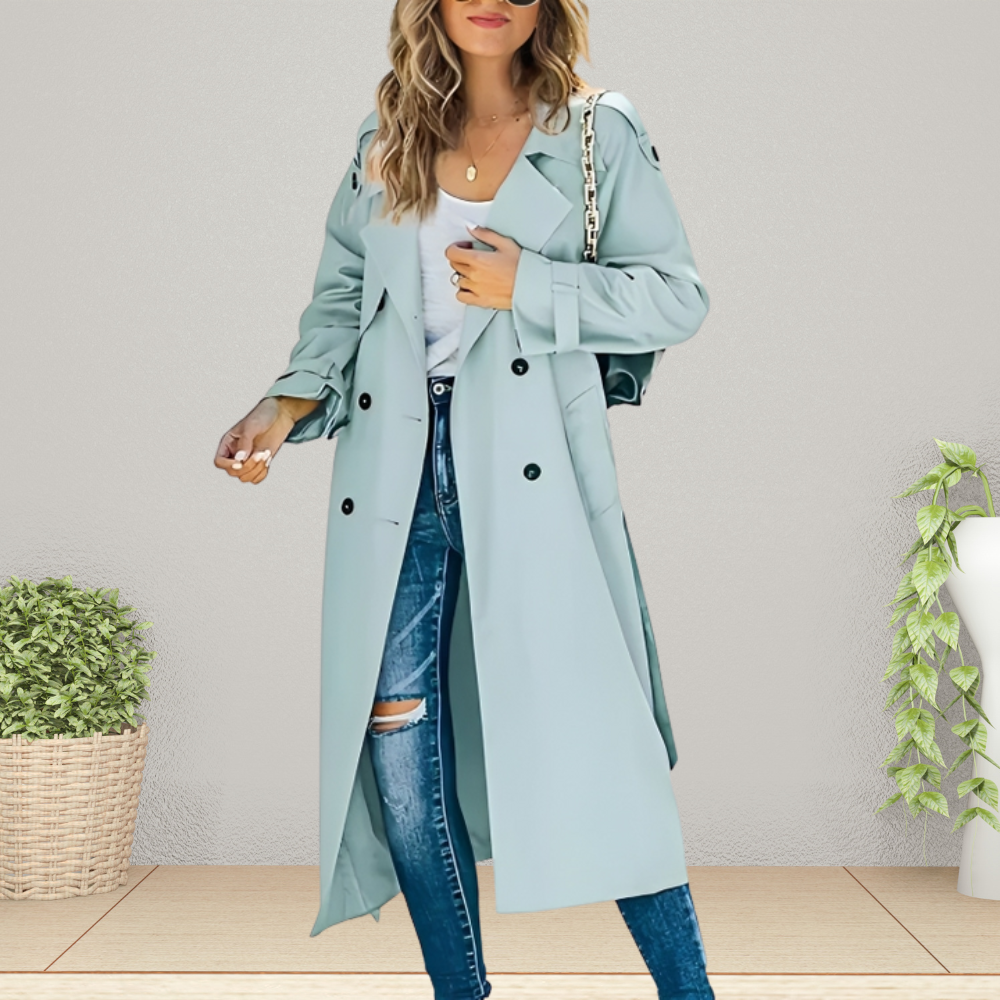 Trench-Coat Mi-Saison Col Rabattu pour Femme