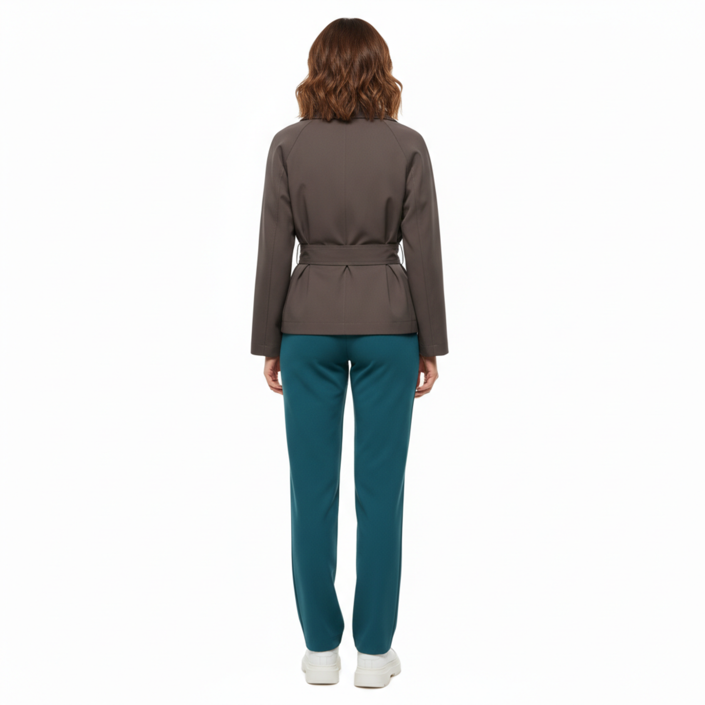 Trench Court Col Rabattu Ceinture Nouée pour Femme
