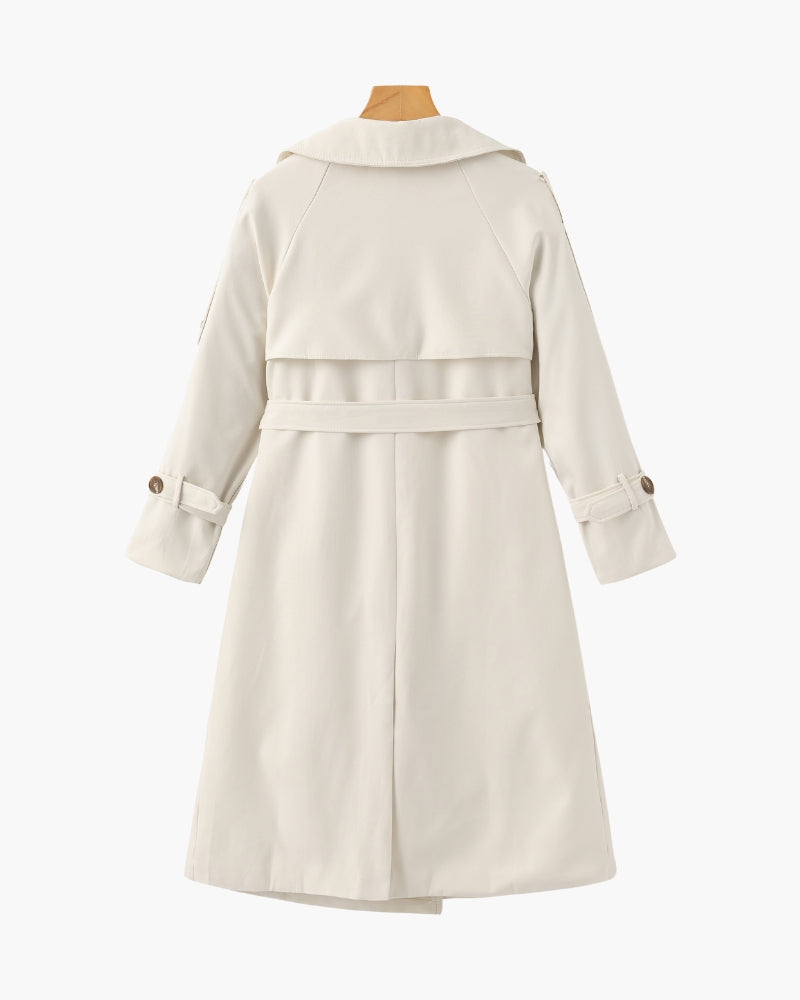 Trench-Coat Revers Larges Ceinture Amovible pour Femme