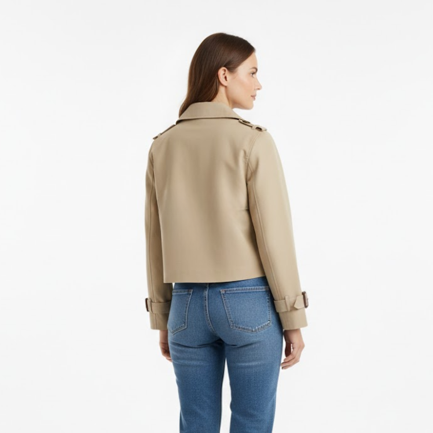 Trench-Coat Court Fermeture Croisée Col Revers pour Femme