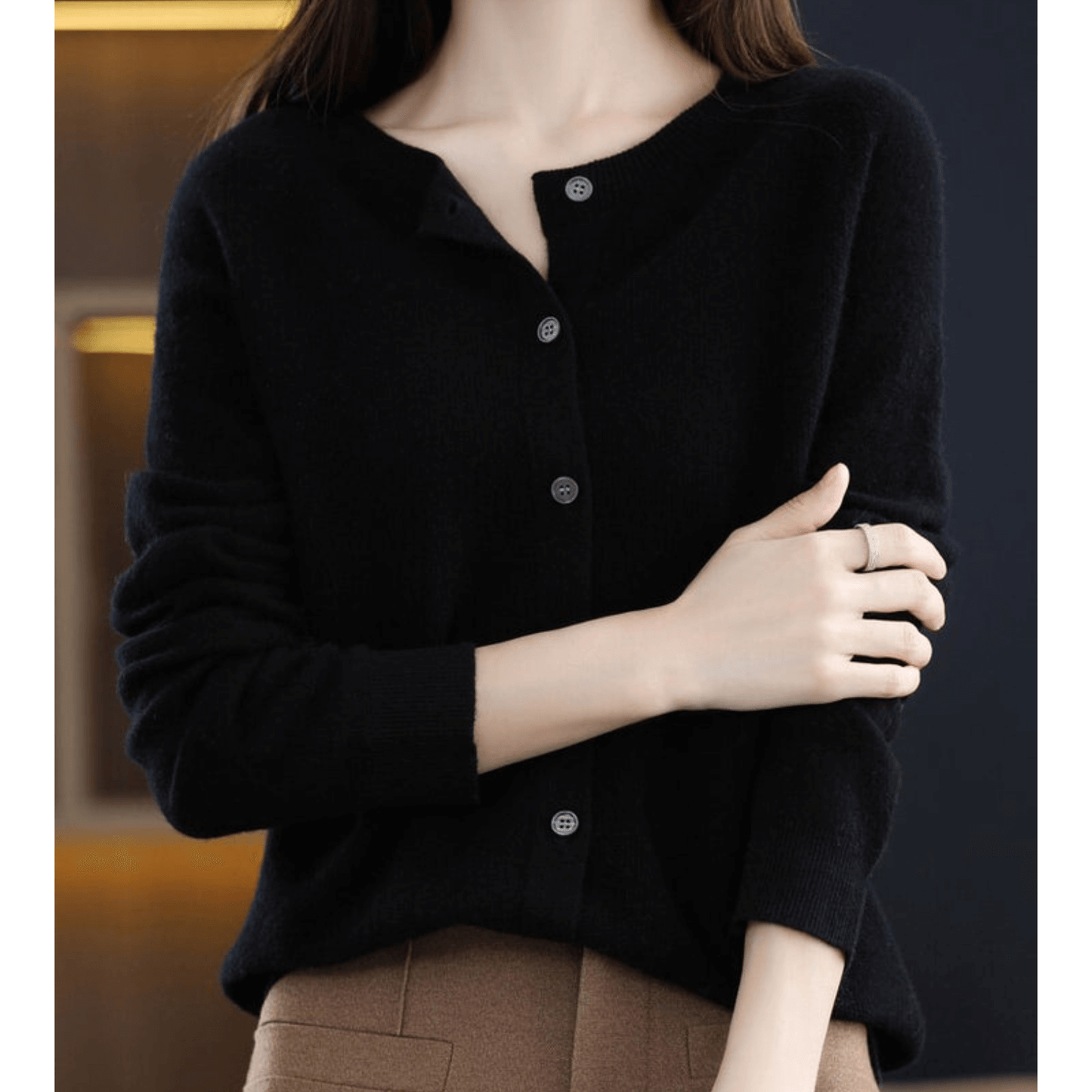 Cardigan Col en V Boutonné pour Femme