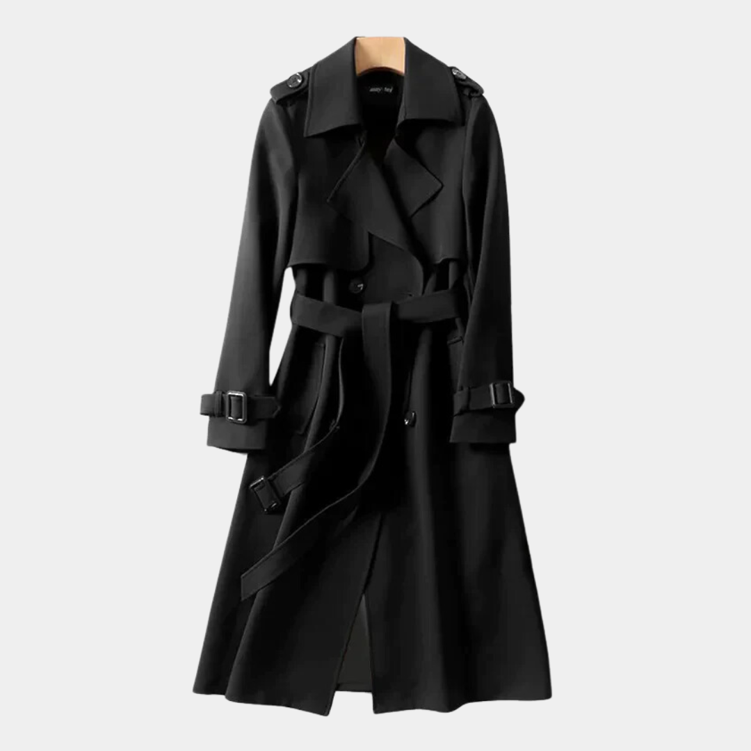 Trench-Coat Long Matériaux Premium pour Femme