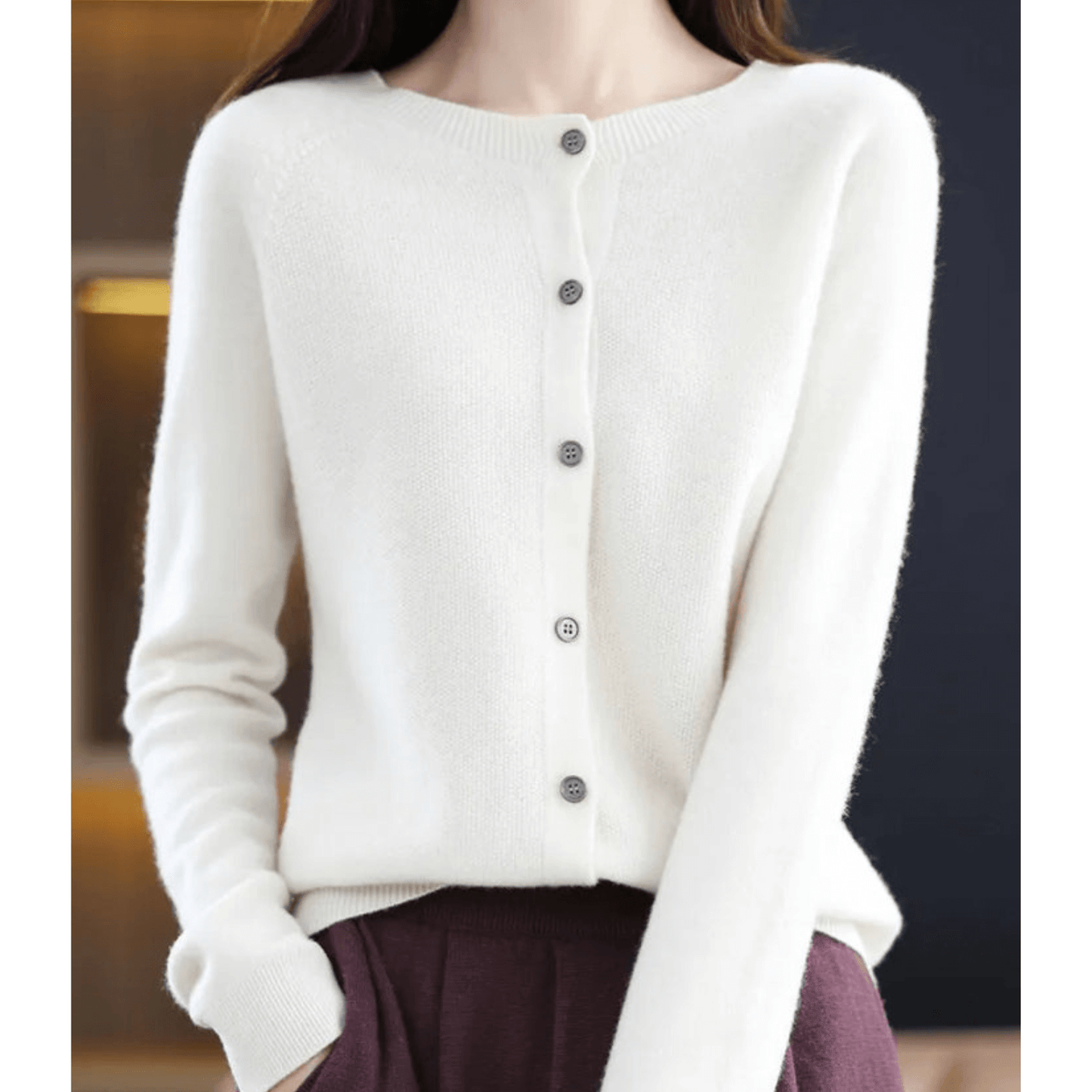 Cardigan Col en V Boutonné pour Femme