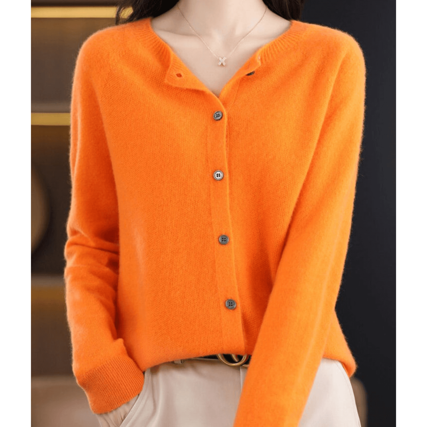 Cardigan Col en V Boutonné pour Femme