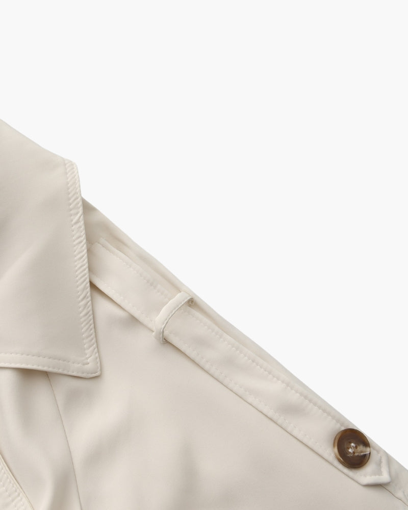 Trench-Coat Revers Larges Ceinture Amovible pour Femme