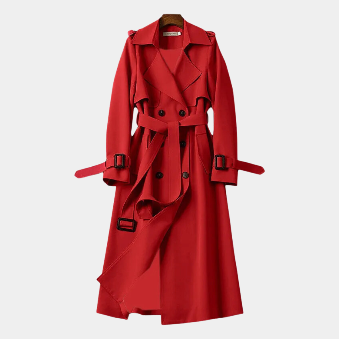 Trench-Coat Long Matériaux Premium pour Femme
