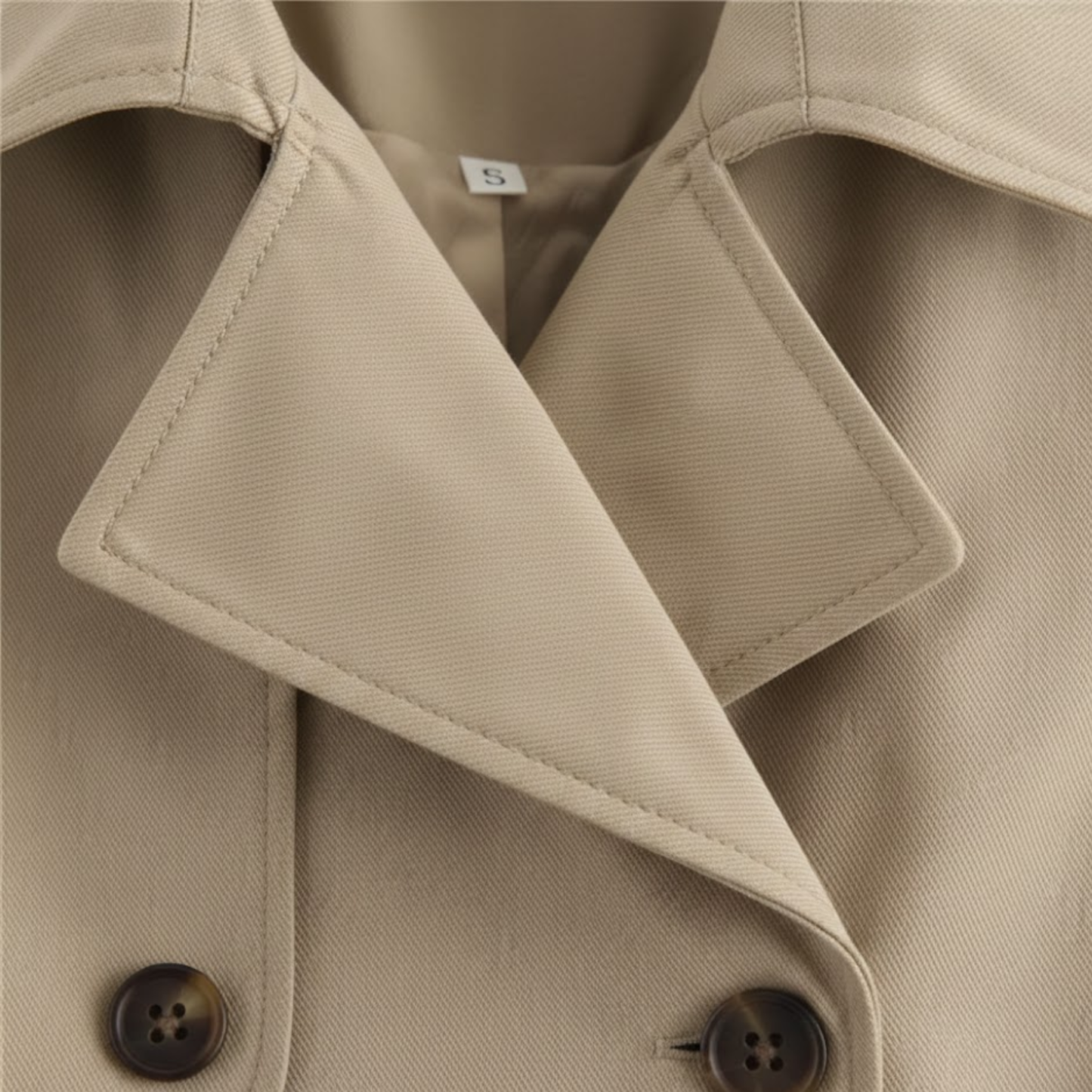 Trench-Coat Court Fermeture Croisée Col Revers pour Femme