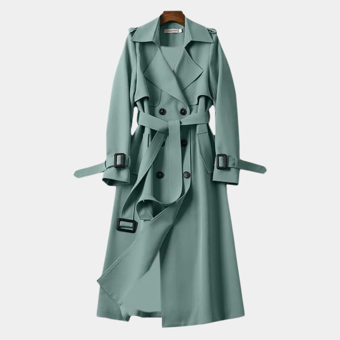 Trench-Coat Long Matériaux Premium pour Femme