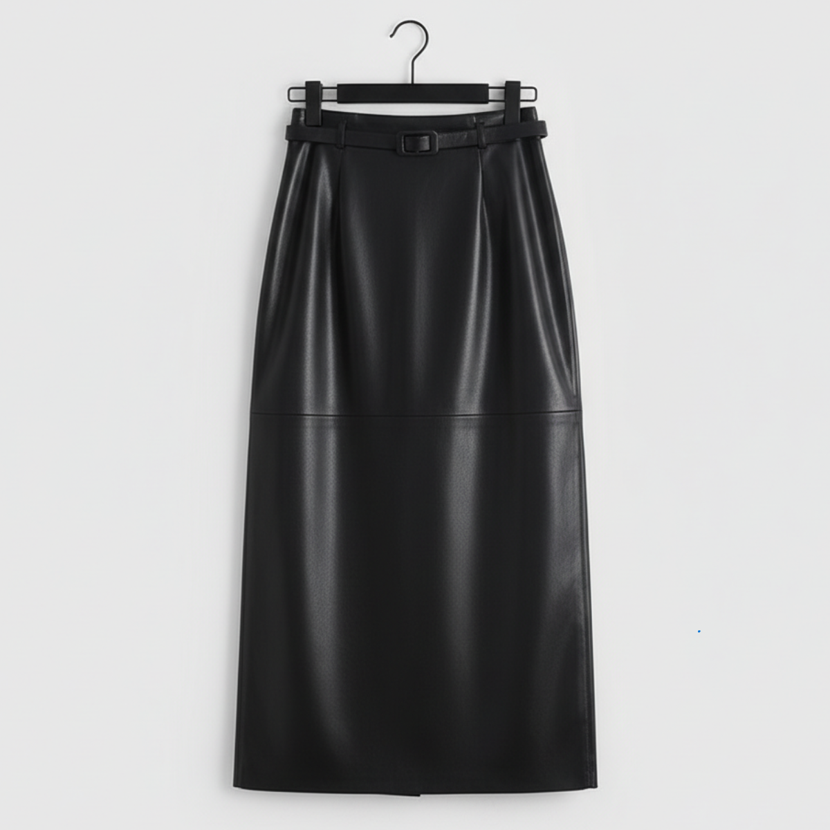 Jupe Taille Haute en Similicuir Ceinture Boucle pour Femme