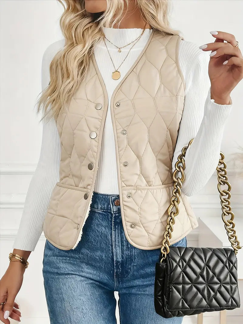 Gilet Matelassé Losange Doublure Sherpa pour Femme
