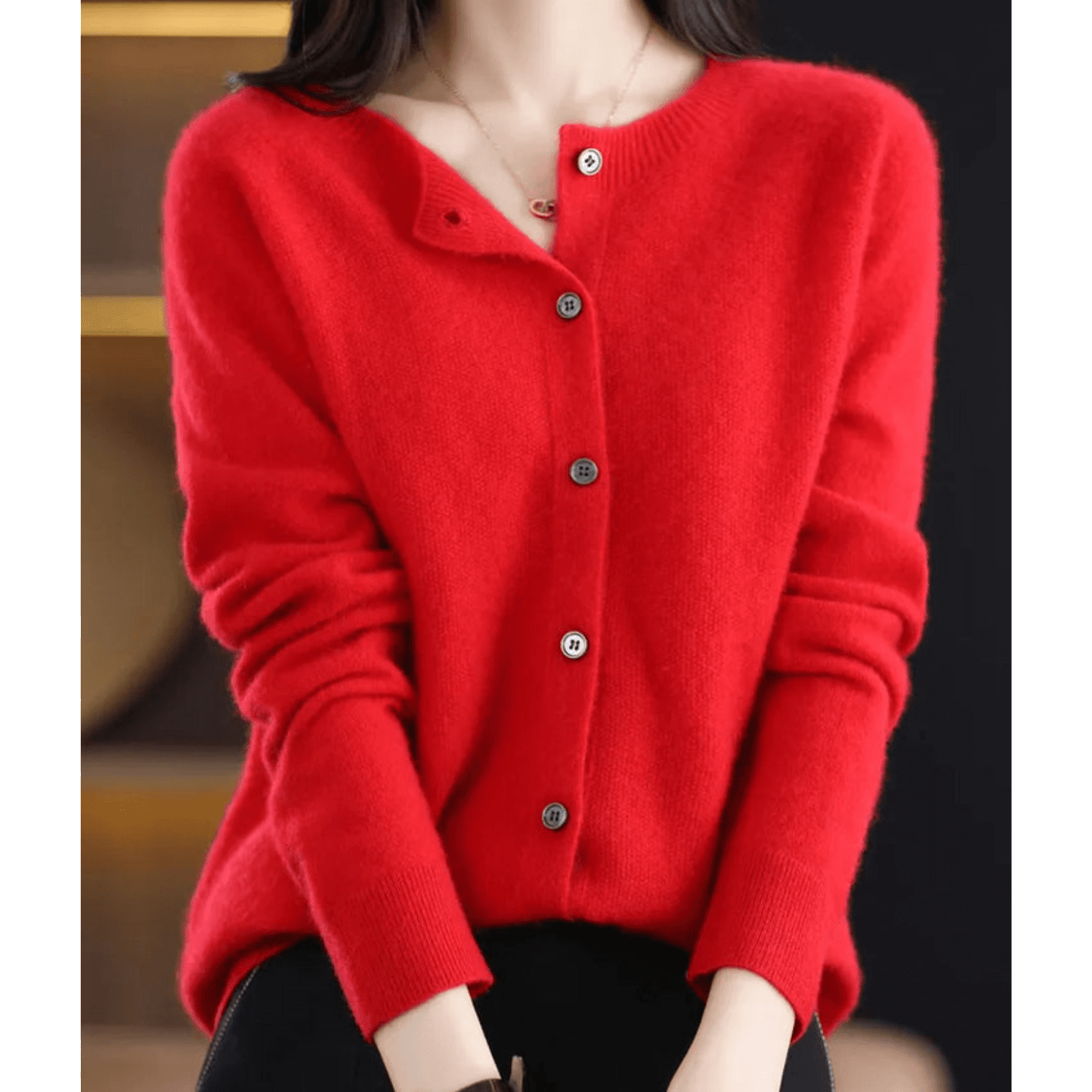Cardigan Col en V Boutonné pour Femme