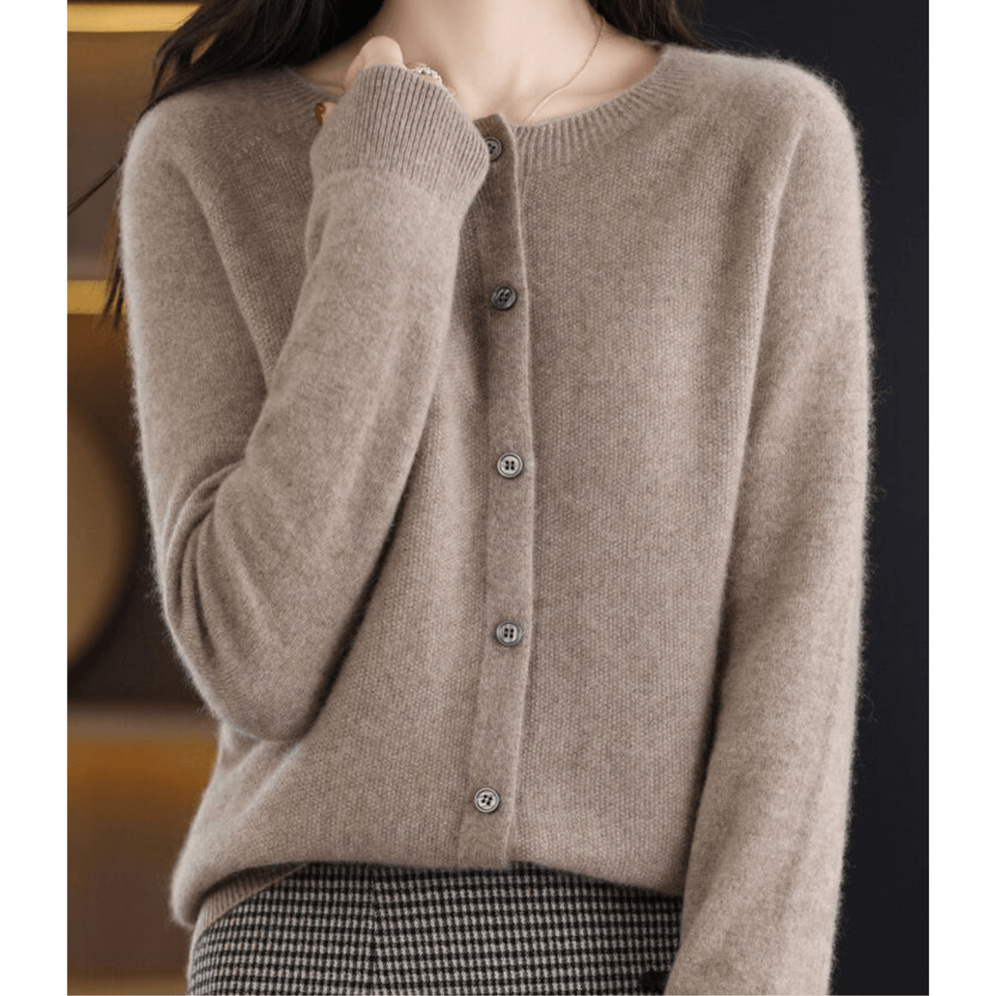 Cardigan Col en V Boutonné pour Femme