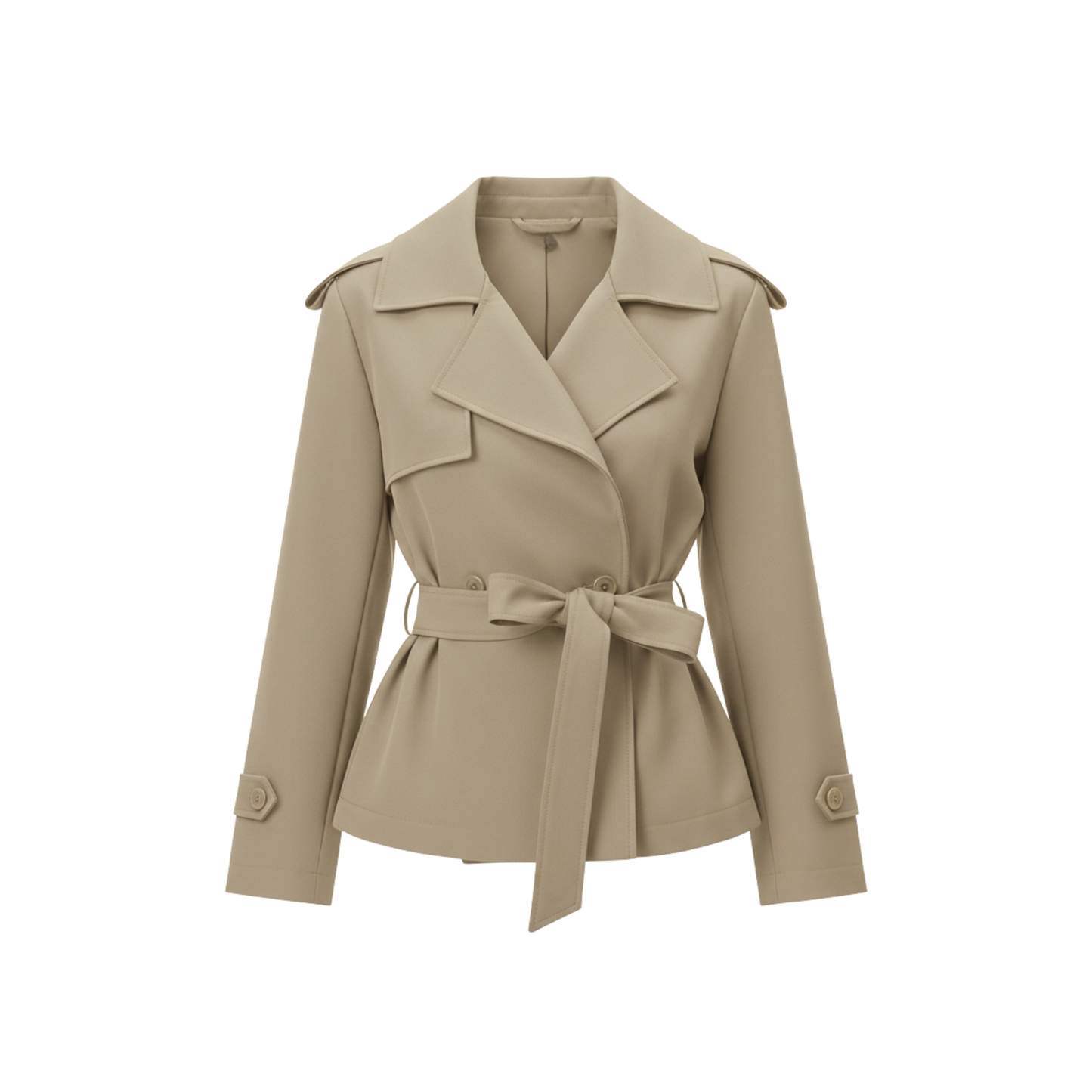 Trench-Coat Court Col Revers Ceinture Nouée pour Femme