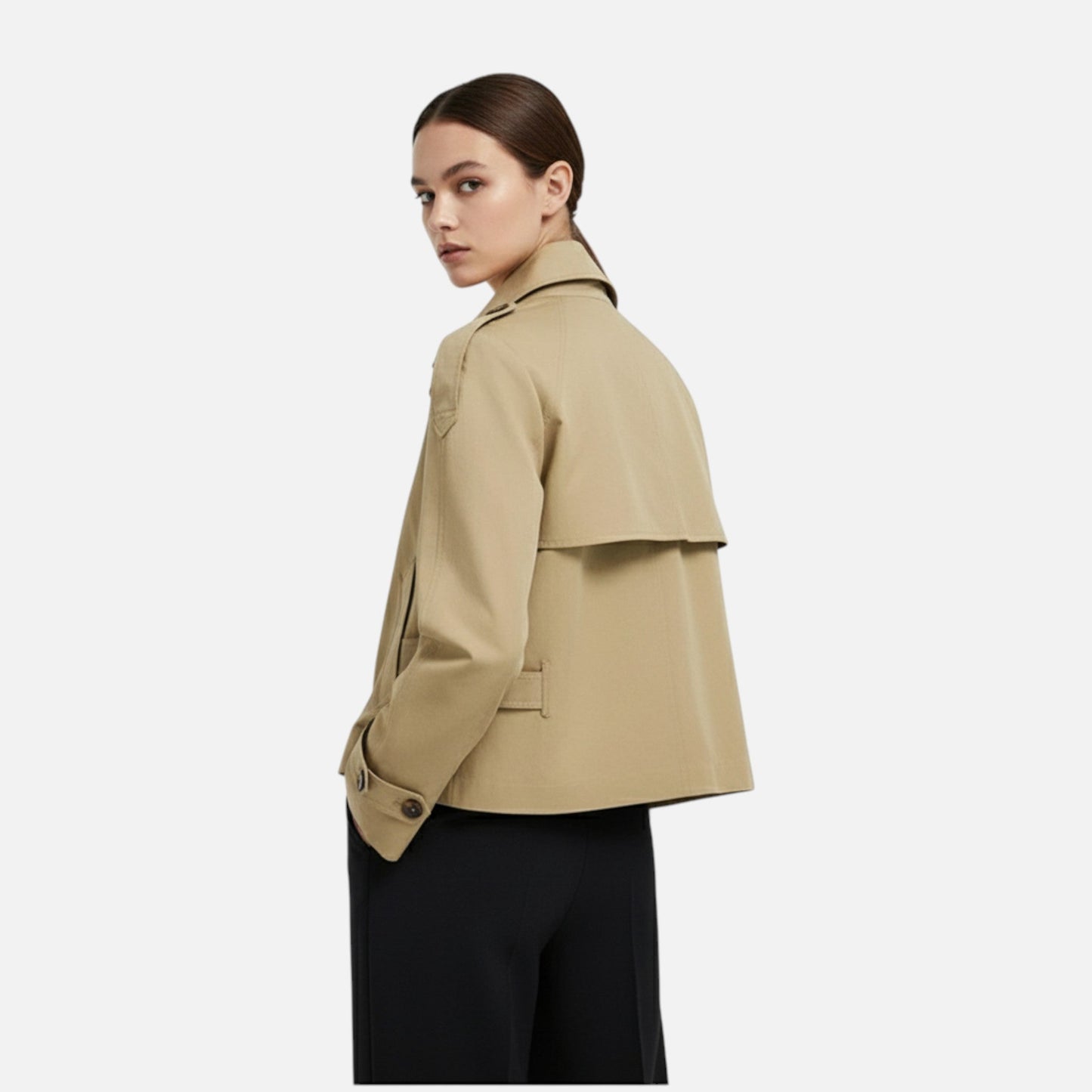 Trench Court Double Boutonnage Col Montant pour Femme