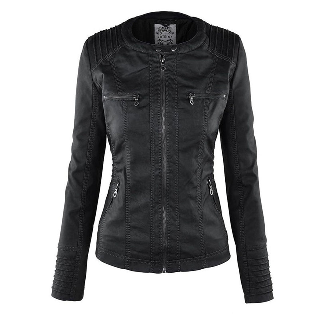 Veste en Similicuir à Capuche Texturée pour Femme