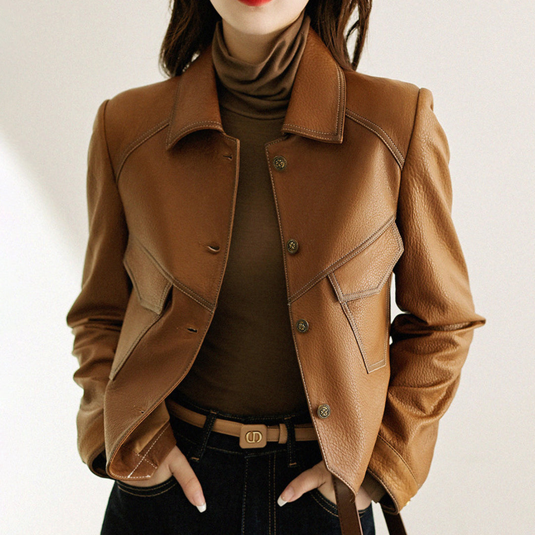 Veste en Similicuir Coupe Courte Oversize pour Femme