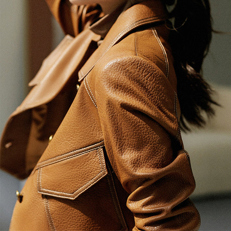Veste en Similicuir Coupe Courte Oversize pour Femme