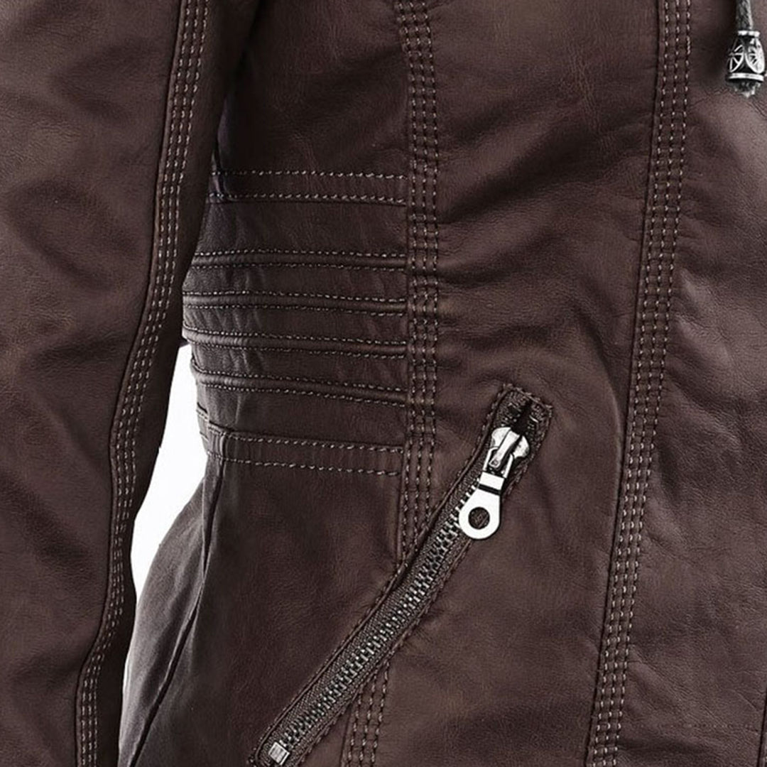 Veste en Similicuir à Capuche Texturée pour Femme