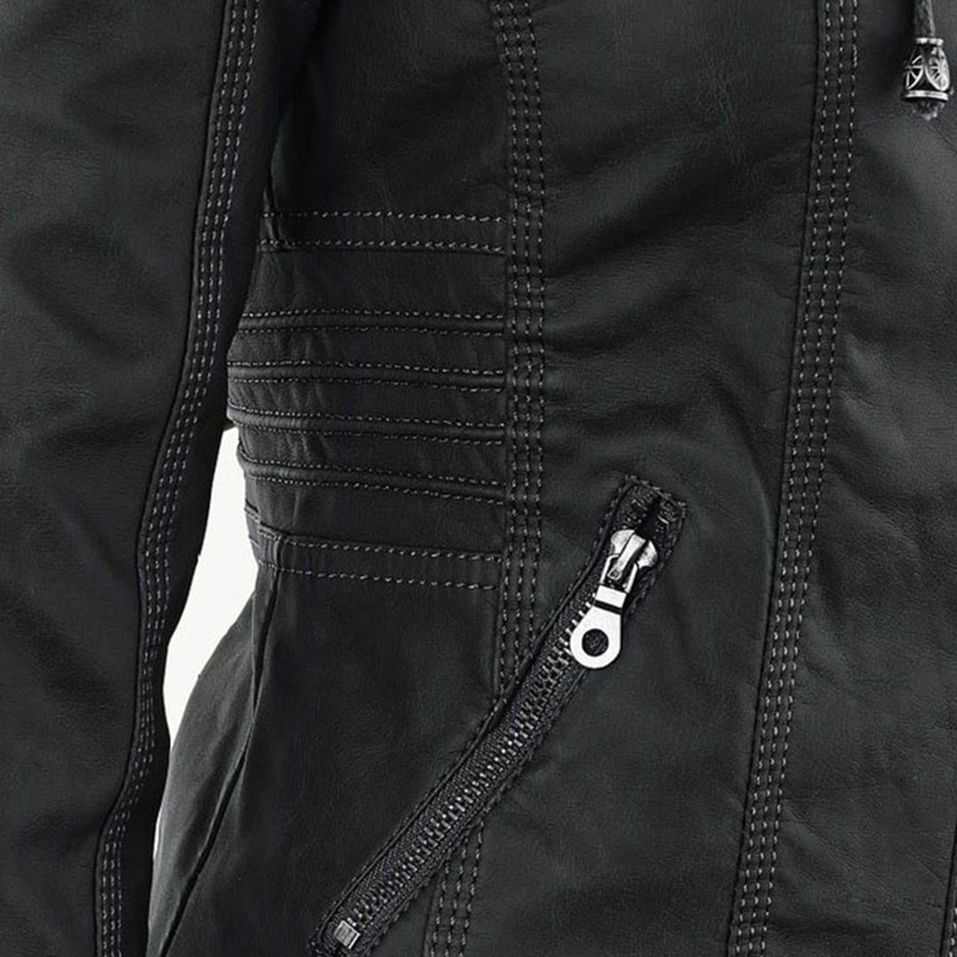 Veste en Similicuir à Capuche Texturée pour Femme