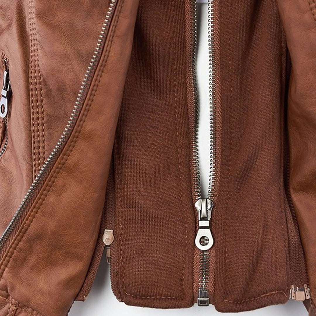 Veste en Similicuir à Capuche Texturée pour Femme
