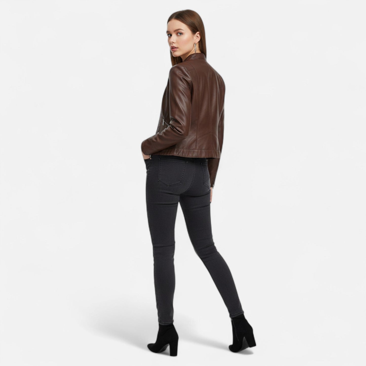 Veste en Similicuir Premium Coupe Classique pour Femme