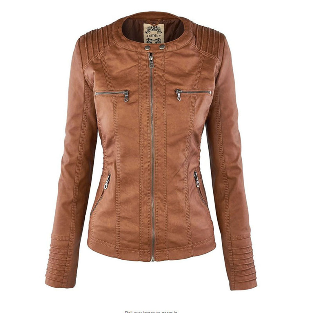 Veste en Similicuir à Capuche Texturée pour Femme