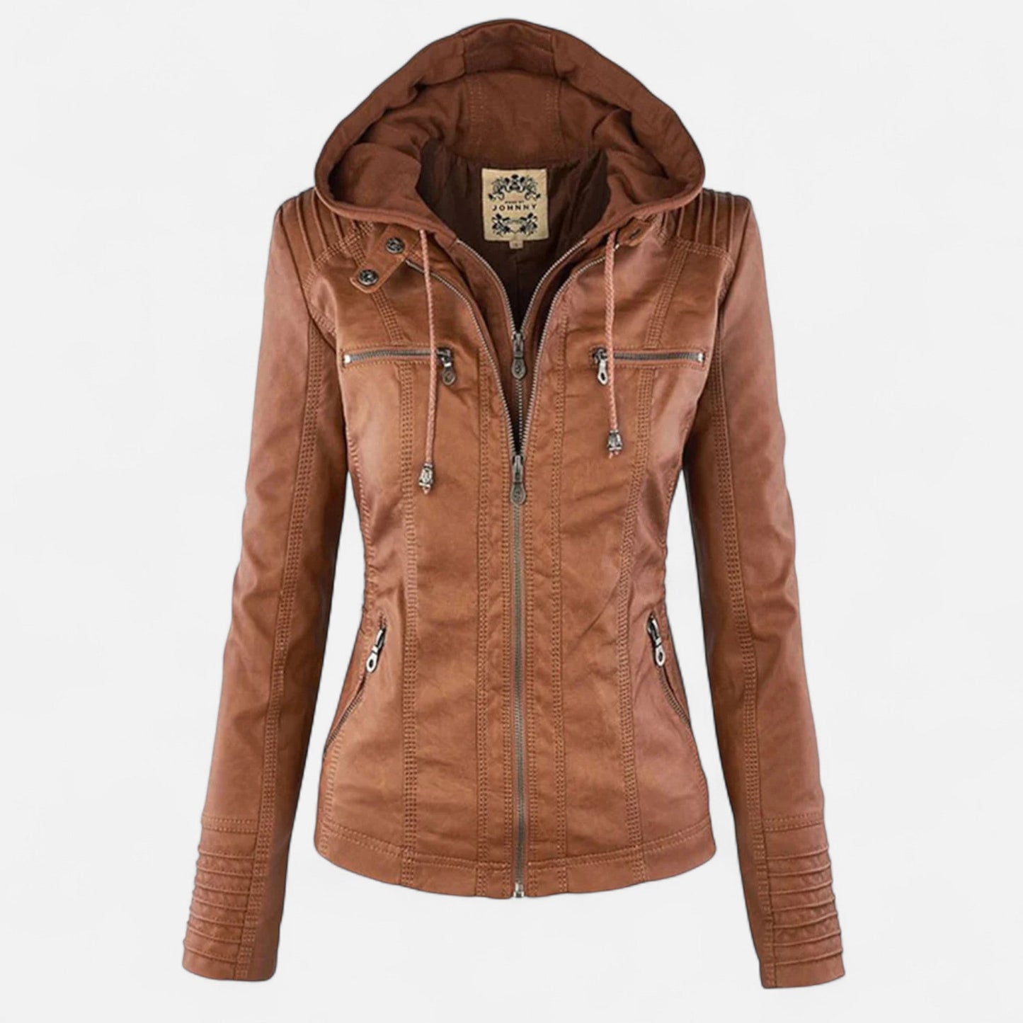 Veste en Cuir Pleine Fleur Coupe Ajustée pour Femme