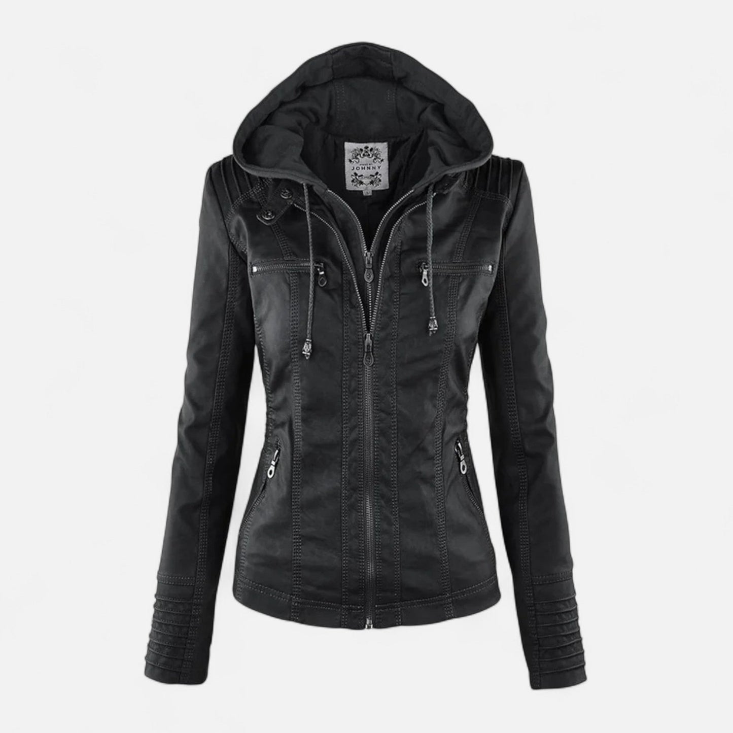 Veste en Cuir Pleine Fleur Coupe Ajustée pour Femme